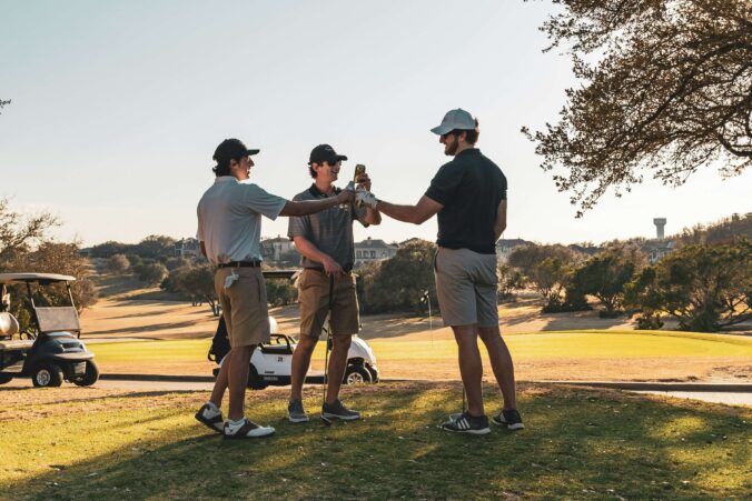 Golfer at driving range during practice session