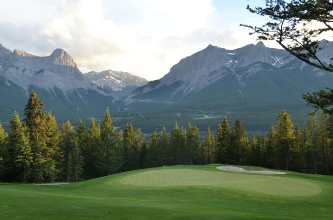 Golfer practicing short game around the green